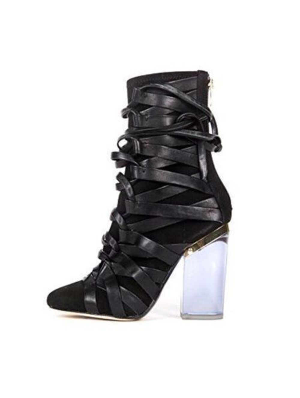 Lust for Life Women S Fanatik Lucite Glass Heel Ankle Boots in Black 8.5